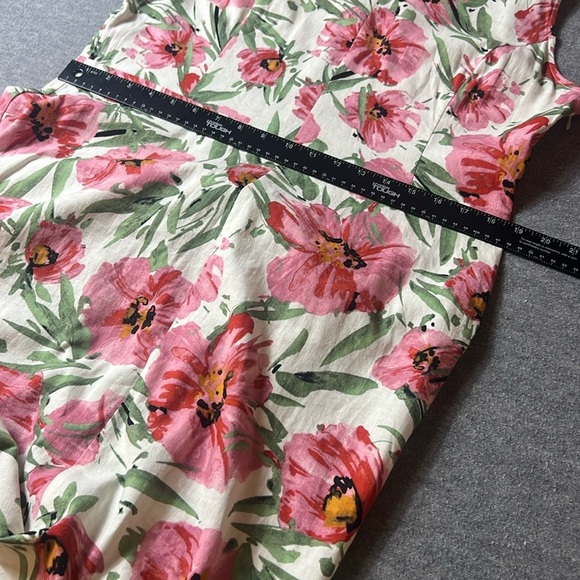 TAHARI Women’s Size 14 Linen Blend Floral Fit & Flare Sleeveless Midi Dress - Picture 14 of 15